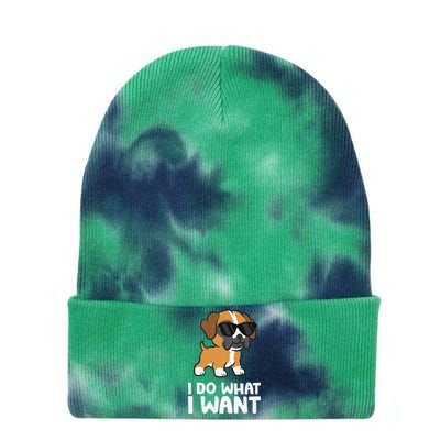 Boxer Dog Pet Boxer Dog I Do What I Want Tie Dye 12in Knit Beanie