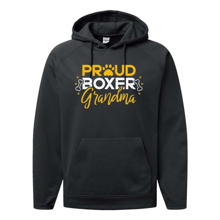 Boxer Dog Proud Grandma Granddog Boxer Breed Lovers Performance Fleece Hoodie