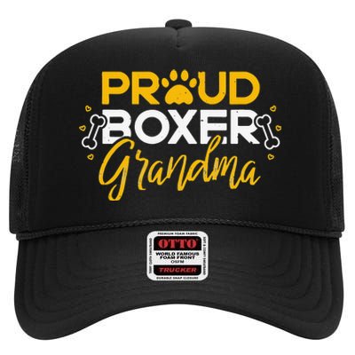 Boxer Dog Proud Grandma Granddog Boxer Breed Lovers High Crown Mesh Back Trucker Hat