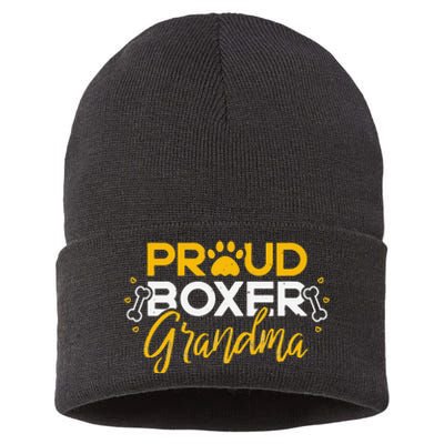 Boxer Dog Proud Grandma Granddog Boxer Breed Lovers Sustainable Knit Beanie