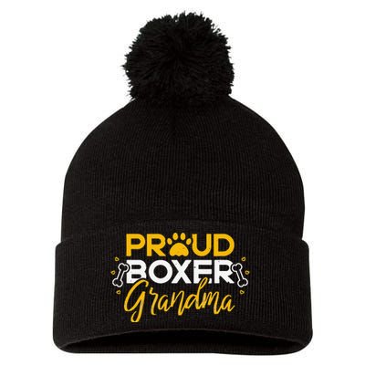 Boxer Dog Proud Grandma Granddog Boxer Breed Lovers Pom Pom 12in Knit Beanie