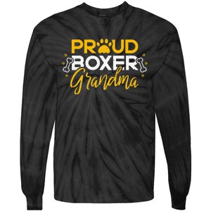 Boxer Dog Proud Grandma Granddog Boxer Breed Lovers Tie-Dye Long Sleeve Shirt