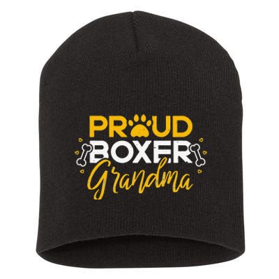 Boxer Dog Proud Grandma Granddog Boxer Breed Lovers Short Acrylic Beanie