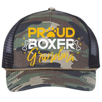 Boxer Dog Proud Grandma Granddog Boxer Breed Lovers Retro Rope Trucker Hat Cap