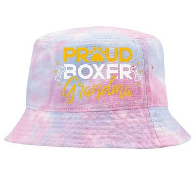 Boxer Dog Proud Grandma Granddog Boxer Breed Lovers Tie-Dyed Bucket Hat