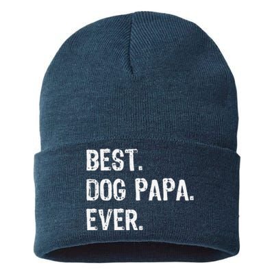 Best Dog Papa Ever Cool Funny Sustainable Knit Beanie