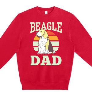 Beagle Dad Puppy Beagles Dog Lover Father Daddy Papa Premium Crewneck Sweatshirt