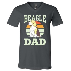 Beagle Dad Puppy Beagles Dog Lover Father Daddy Papa V-Neck T-Shirt