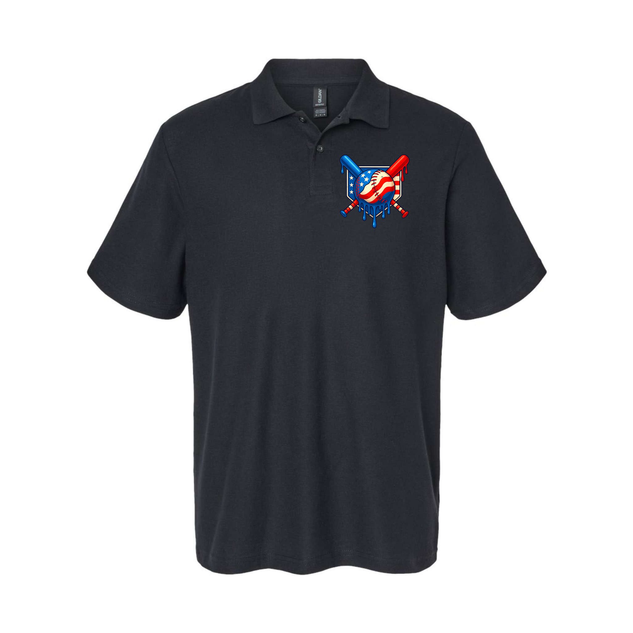 Baseball Drip Patriotic American Flag USA Polo