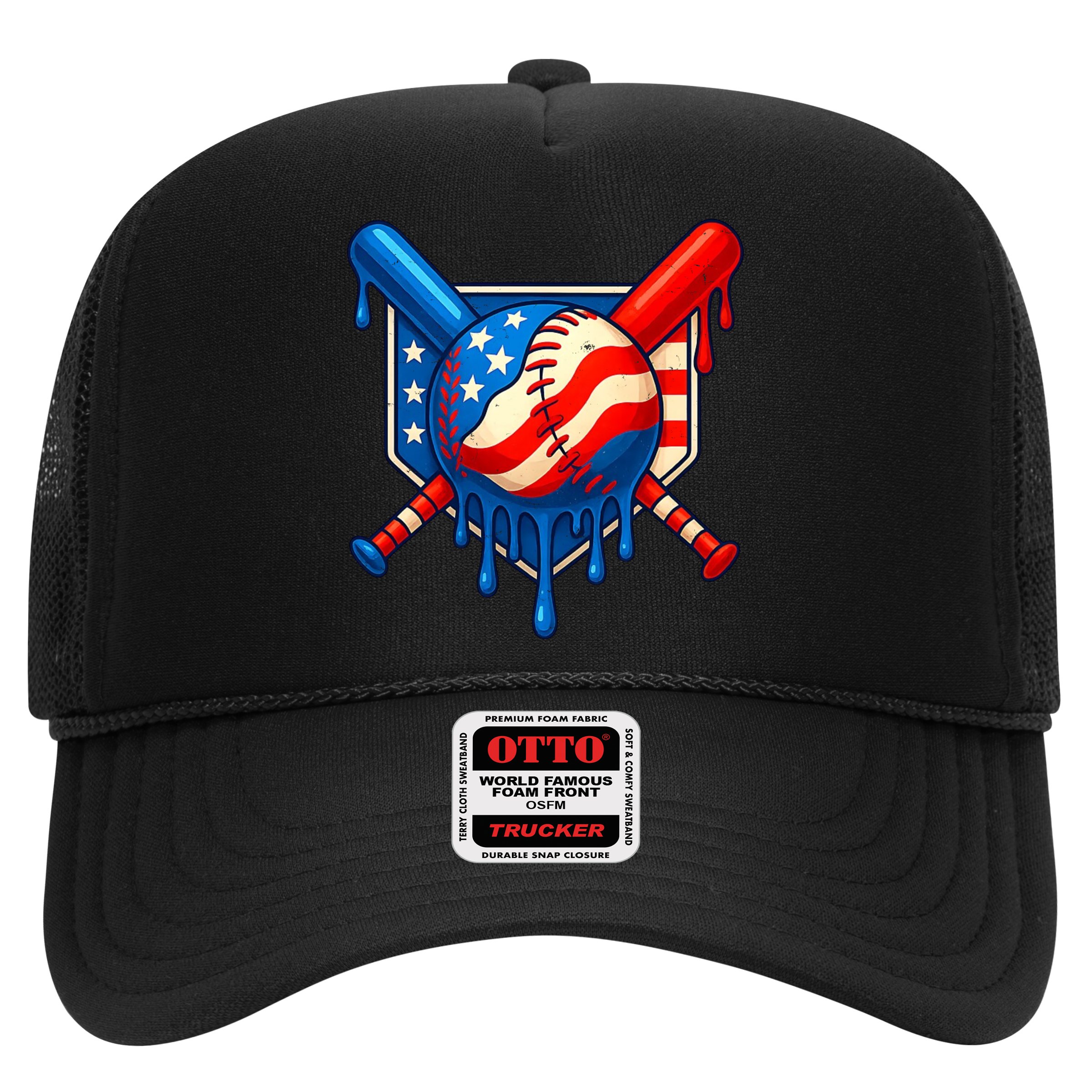 Baseball Drip Patriotic American Flag USA Hat