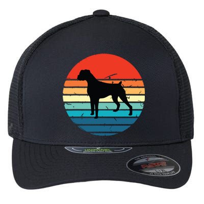 Boxer Dog Retro Vintage 70s 80s Silhouette Breed Gift Flexfit Unipanel Trucker Cap