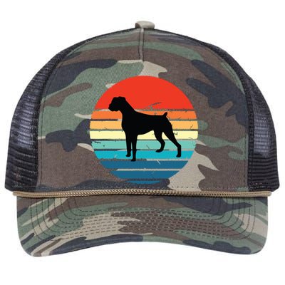 Boxer Dog Retro Vintage 70s 80s Silhouette Breed Gift Retro Rope Trucker Hat Cap