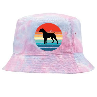 Boxer Dog Retro Vintage 70s 80s Silhouette Breed Gift Tie-Dyed Bucket Hat