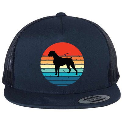 Boxer Dog Retro Vintage 70s 80s Silhouette Breed Gift Flat Bill Trucker Hat