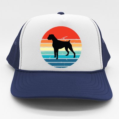 Boxer Dog Retro Vintage 70s 80s Silhouette Breed Gift Trucker Hat