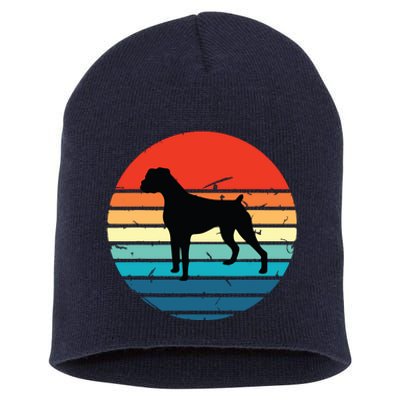 Boxer Dog Retro Vintage 70s 80s Silhouette Breed Gift Short Acrylic Beanie