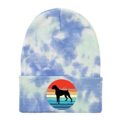 Boxer Dog Retro Vintage 70s 80s Silhouette Breed Gift Tie Dye 12in Knit Beanie