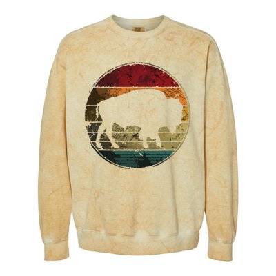 Buffalo Distressed Retro Bison Animal Lover Men Women Dad Colorblast Crewneck Sweatshirt