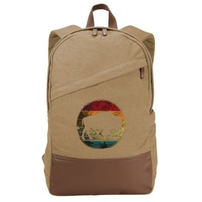 Buffalo Distressed Retro Bison Animal Lover Men Women Dad Cotton Canvas Backpack