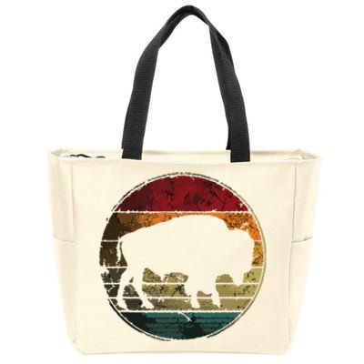 Buffalo Distressed Retro Bison Animal Lover Men Women Dad Zip Tote Bag