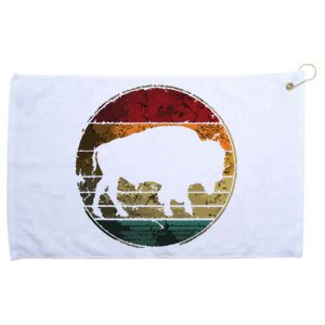 Buffalo Distressed Retro Bison Animal Lover Men Women Dad Grommeted Golf Towel