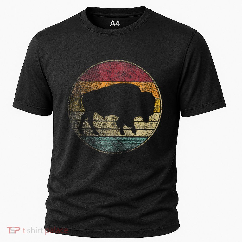 Buffalo Distressed Retro Bison Animal Lover Women Dad Cooling Performance Crew T-Shirt