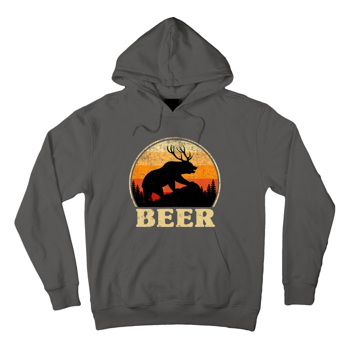 Bear Deer Retro Vintage Funny Beer Gift Hoodie