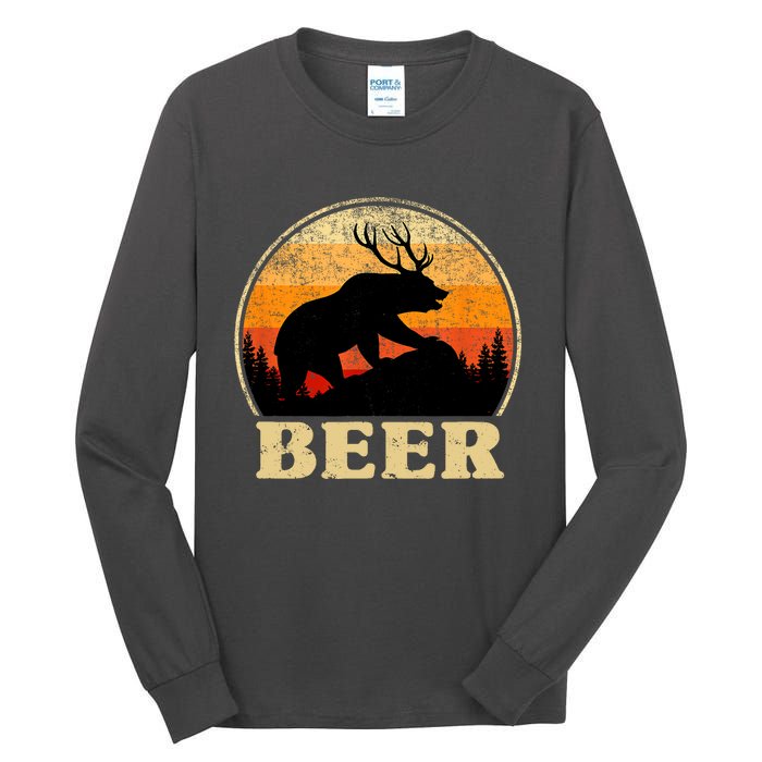 Bear Deer Retro Vintage Funny Beer Gift Tall Long Sleeve T-Shirt