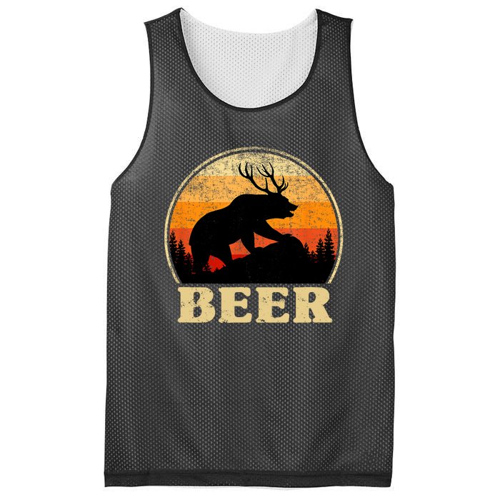 Bear Deer Retro Vintage Funny Beer Gift Mesh Reversible Basketball Jersey Tank