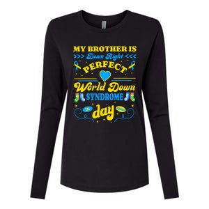 Brother Down Right Perfect World Down Syndrome Day 2024 Cute Womens Cotton Relaxed Long Sleeve T-Shirt