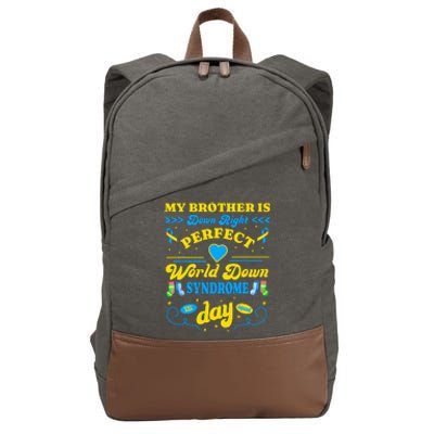 Brother Down Right Perfect World Down Syndrome Day 2024 Cute Cotton Canvas Backpack