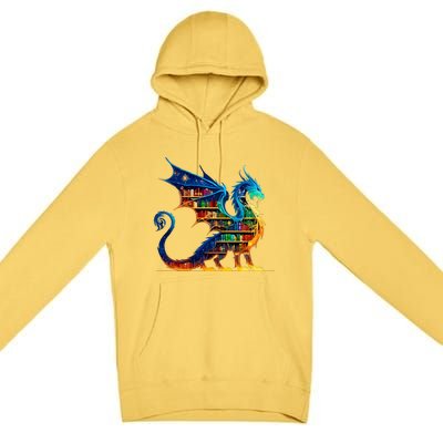 Book Dragon Reading Book Lover Premium Pullover Hoodie