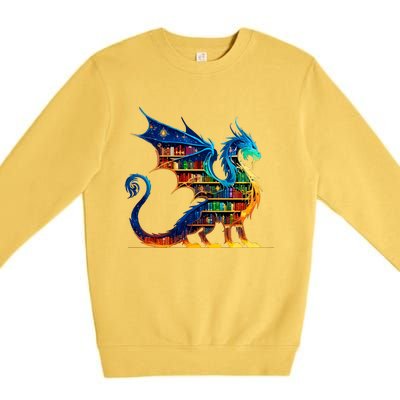 Book Dragon Reading Book Lover Premium Crewneck Sweatshirt