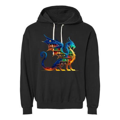 Book Dragon Reading Book Lover Garment-Dyed Fleece Hoodie