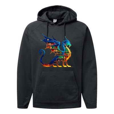 Book Dragon Reading Book Lover Performance Fleece Hoodie