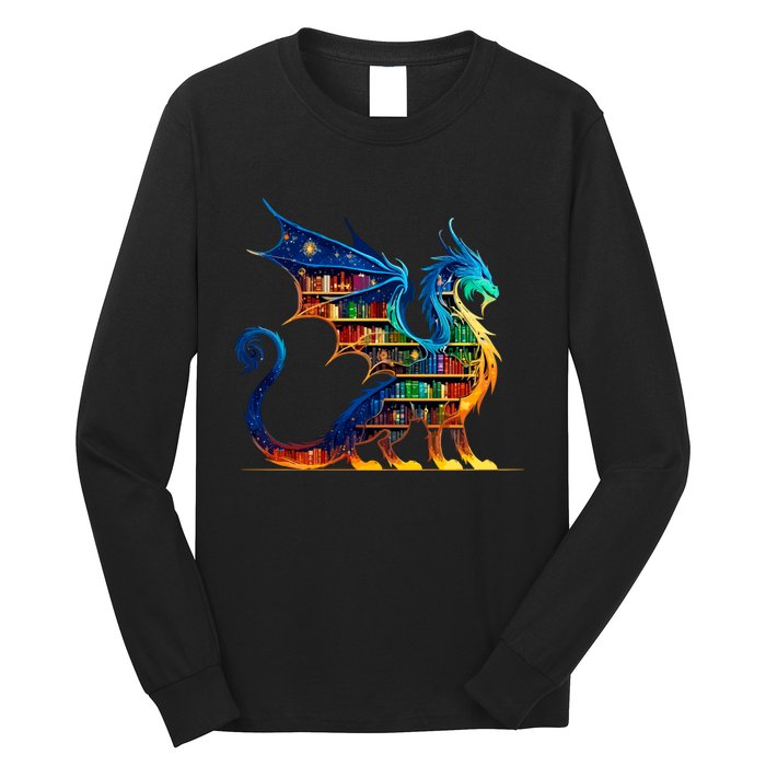 Book Dragon Reading Book Lover Long Sleeve Shirt