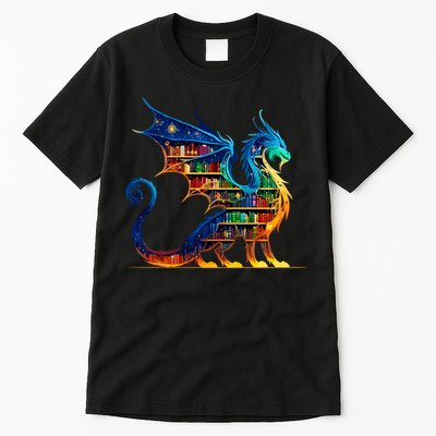 Book Dragon Reading Book Lover Tall T-Shirt