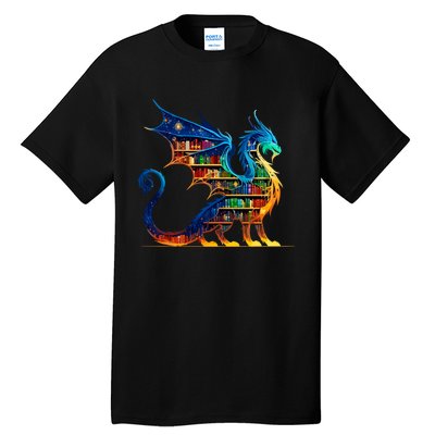 Book Dragon Reading Book Lover Tall T-Shirt