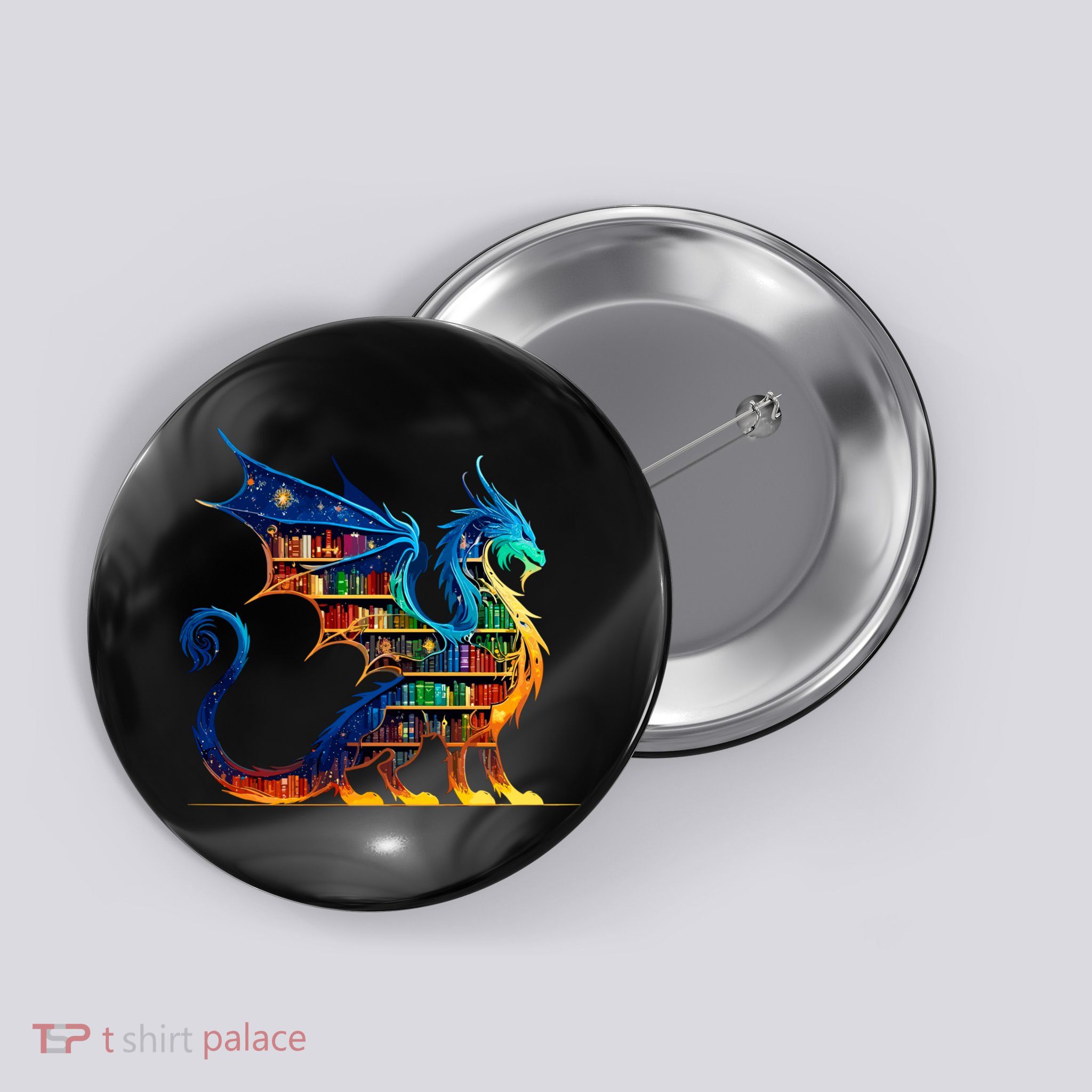 Book Dragon Reading Book Lover Button