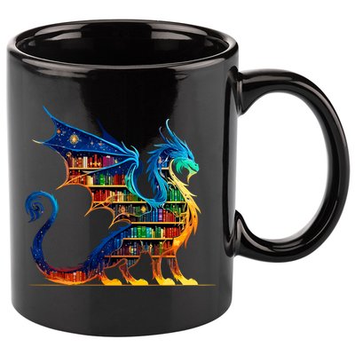 Book Dragon Reading Book Lover 11oz C Handle Ceramic Mug