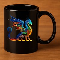 Book Dragon Reading Book Lover 11oz C Handle Ceramic Mug