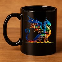 Book Dragon Reading Book Lover 11oz C Handle Ceramic Mug