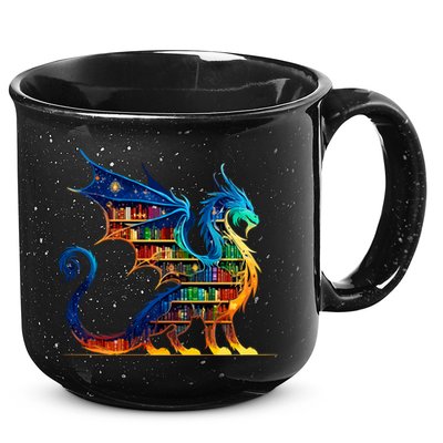 Book Dragon Reading Book Lover 15oz Campfire Ceramic Mug