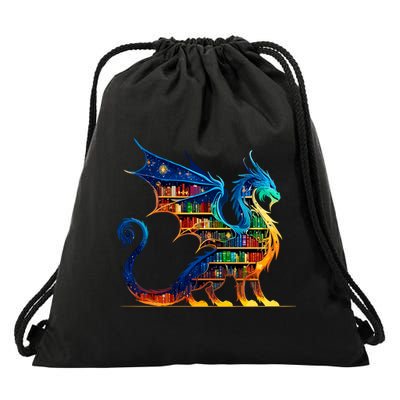 Book Dragon Reading Book Lover Drawstring Bag