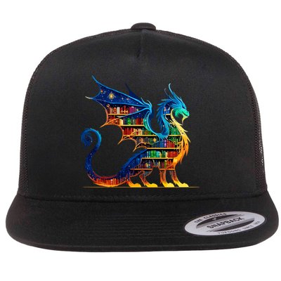 Book Dragon Reading Book Lover Flat Bill Trucker Hat