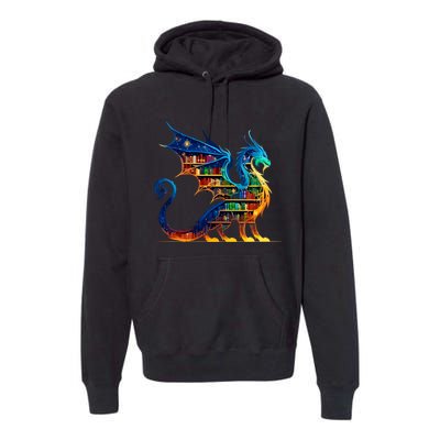 Book Dragon Reading Book Lover Premium Hoodie