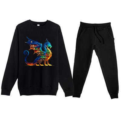 Book Dragon Reading Book Lover Premium Crewneck Sweatsuit Set