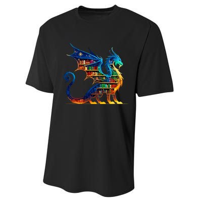 Book Dragon Reading Book Lover Performance Sprint T-Shirt