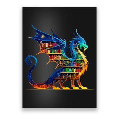 Book Dragon Reading Book Lover Poster