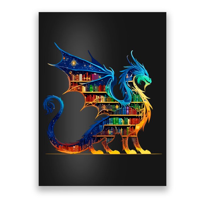 Book Dragon Reading Book Lover Poster